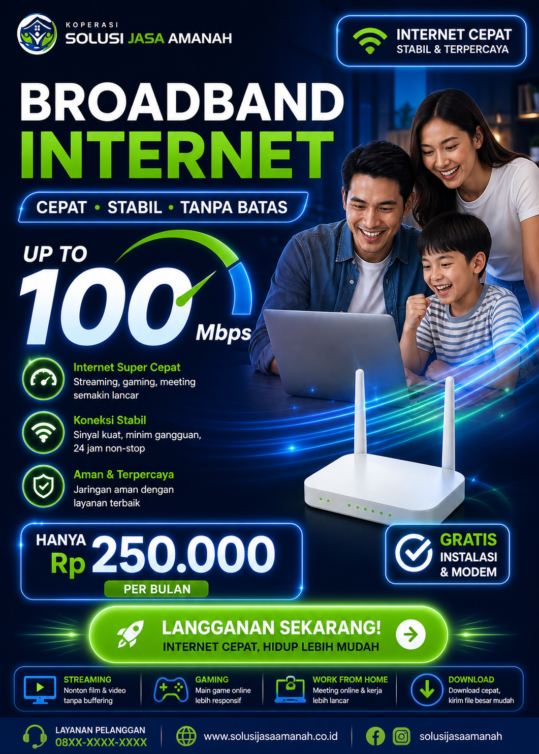 Broadband Internet Up to 100Mbps