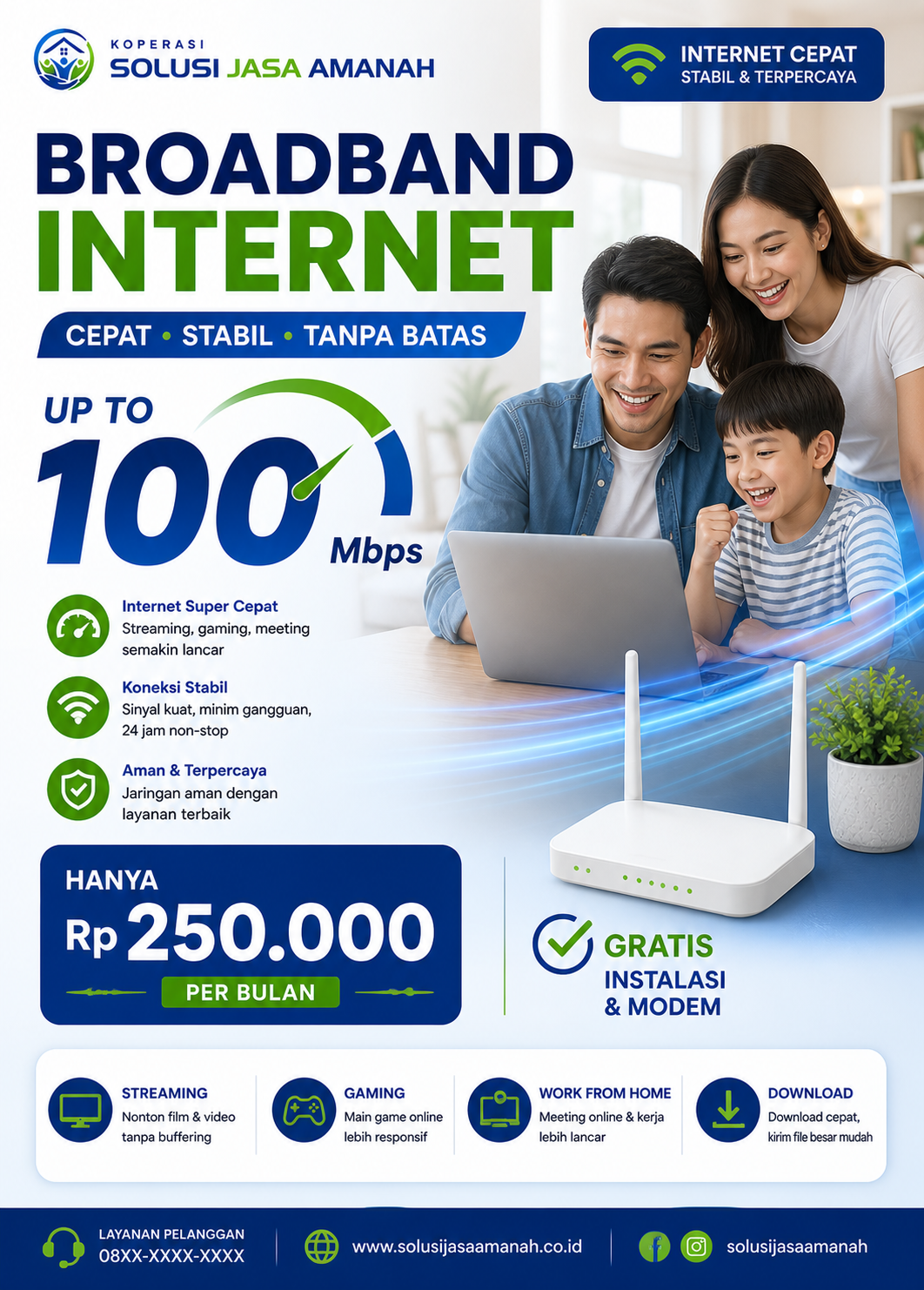 Broadband Internet Up to 100Mbps